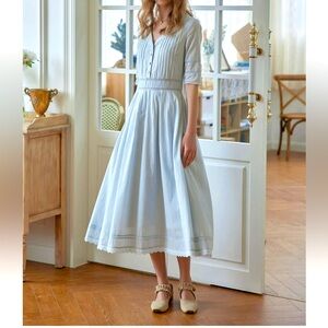 Simple Retro Fiona  100% COTTON GRAY BLUE Prairie Cottagecore Boho
Midi Dress M